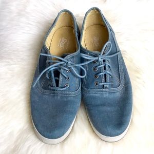 G.H. Bass Chambray Blue Waxed Canvas Tennis Shoes Sneakers Sz 8